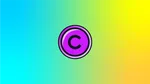 A purple copyright symbol on a gradient background in blues and yellows.