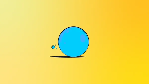 A blue bubble on a gradient background in yellows.